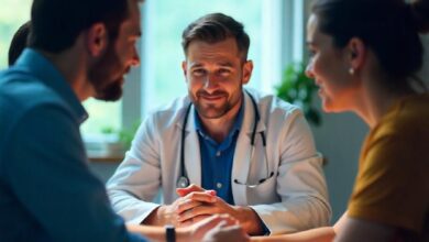 An illustration of a professional discussing health insurance plans with a diverse group of individuals, symbolizing informed decision-making for choosing the best health insurance company.