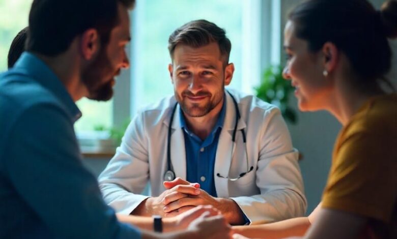 An illustration of a professional discussing health insurance plans with a diverse group of individuals, symbolizing informed decision-making for choosing the best health insurance company.